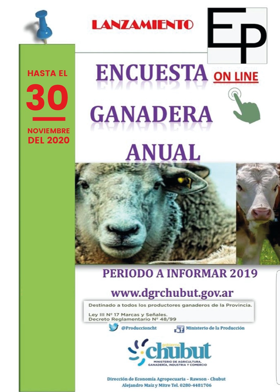 La Encuesta Pecuaria Online continúa reuniendo información  hasta el 30 de noviembre para mejorar las políticas agropecuarias de Chubut