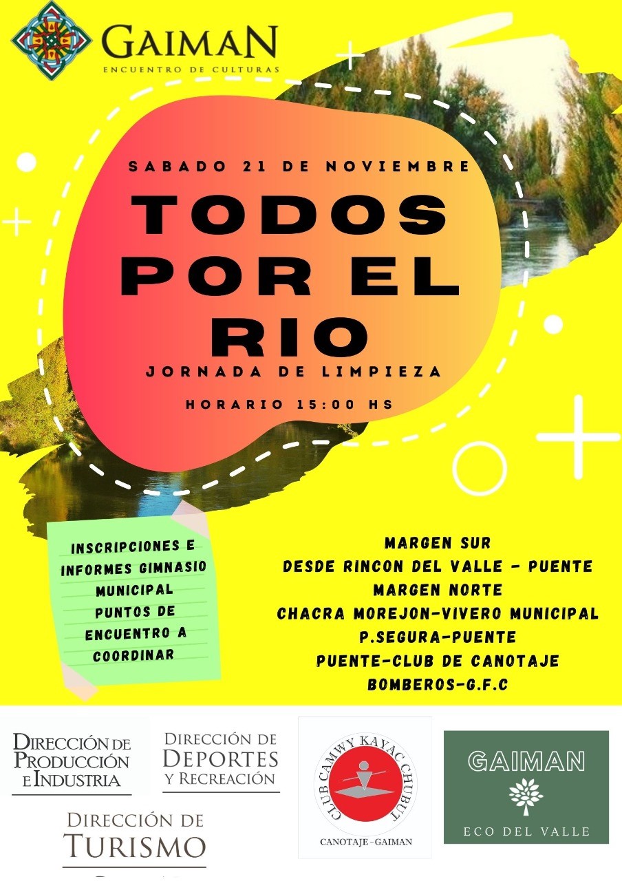 El sábado se estará realizando en Gaiman una jornada de limpieza del Río Chubut
