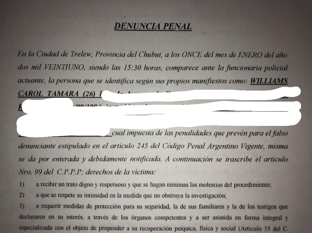Una concejal de Trelew denunció penalmente a su expareja por violencia física, psicológica y sexual