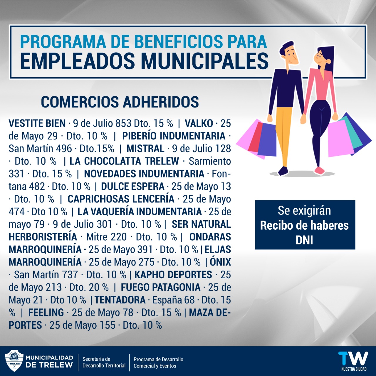Importantes descuentos en comercios para empleados municipales