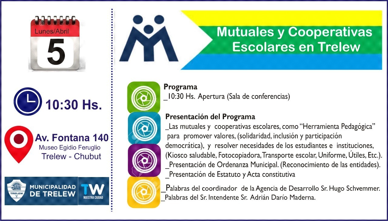Presentan el programa de Mutuales y Cooperativas Escolares en Trelew