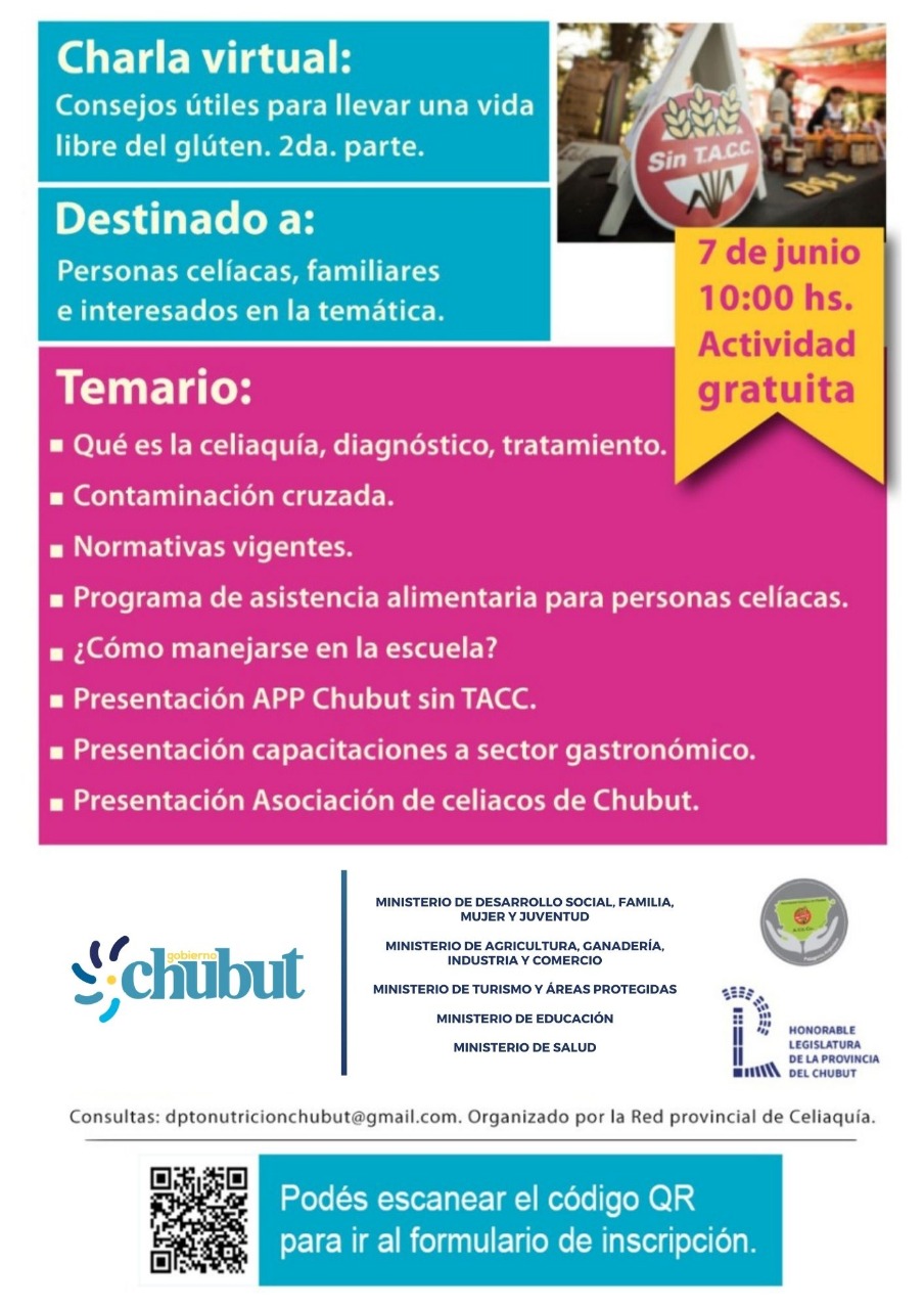 Efectuarán una charla virtual sobre consejos útiles para llevar una vida libre de gluten