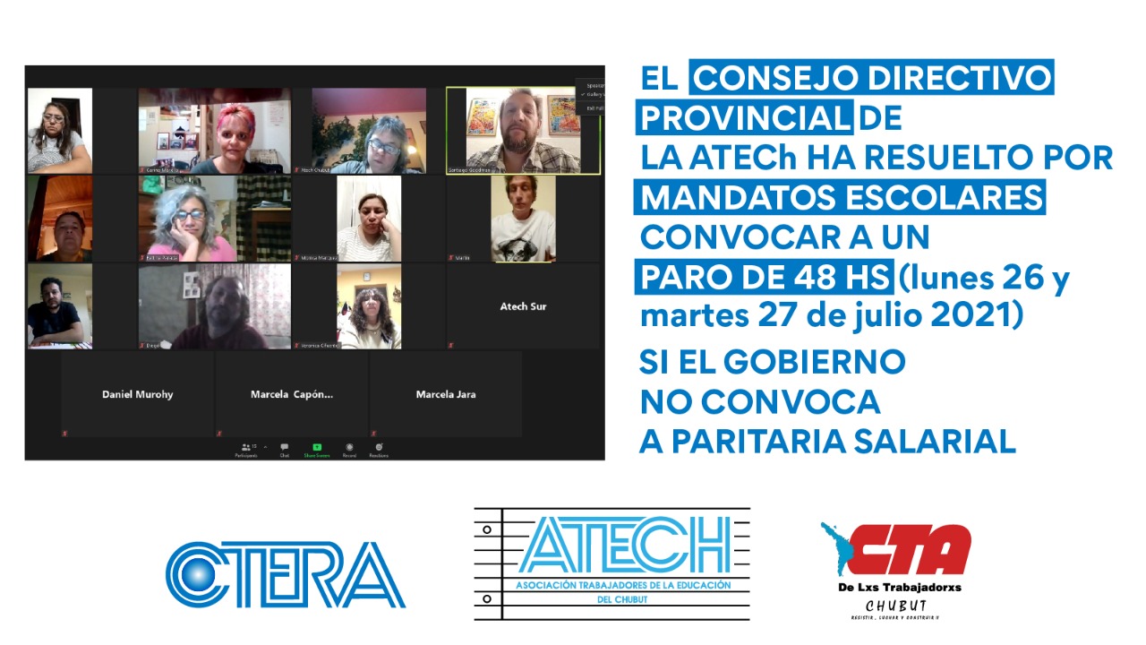 La ATECh resolvió organizar un paro por 48 horas tras el fin del receso invernal