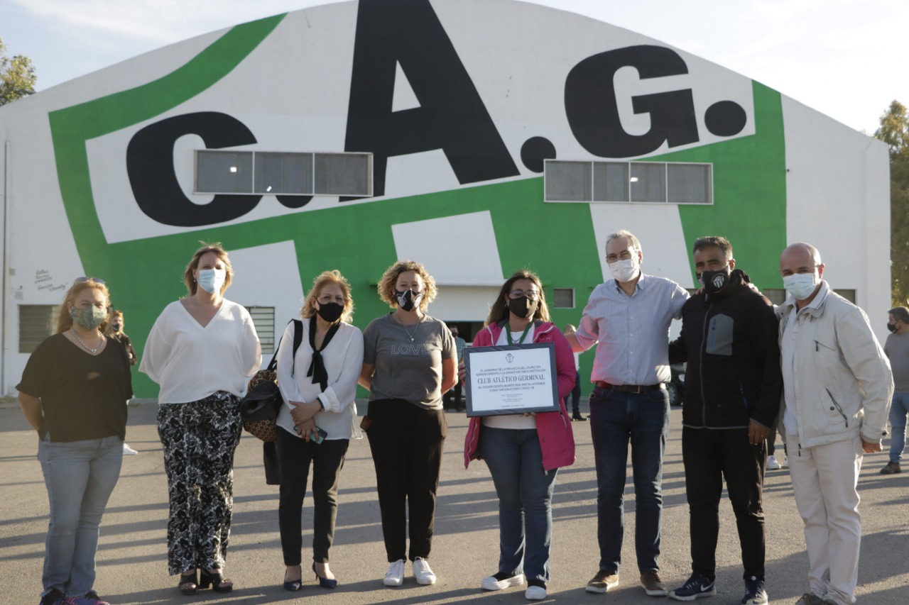 Reconocieron al Club Germinal por ceder sus instalaciones para la campaña de vacunación contra el Covid-19