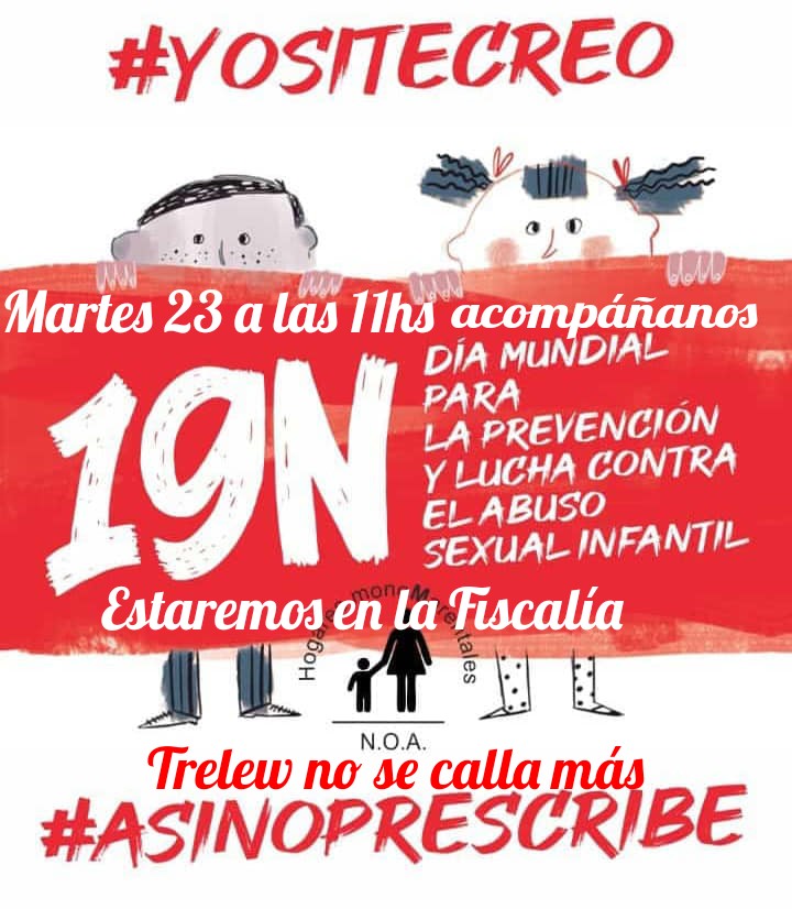 El 19 de noviembre habrá actividades en Chubut bajo el lema “Grito global contra el Abuso Sexual”