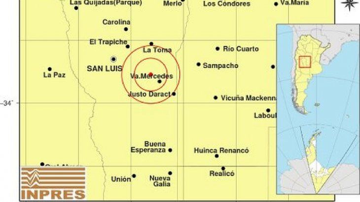 Se registró un fuerte sismo de 4,8 esta mañana en el sur de Córdoba y el este de San Luis