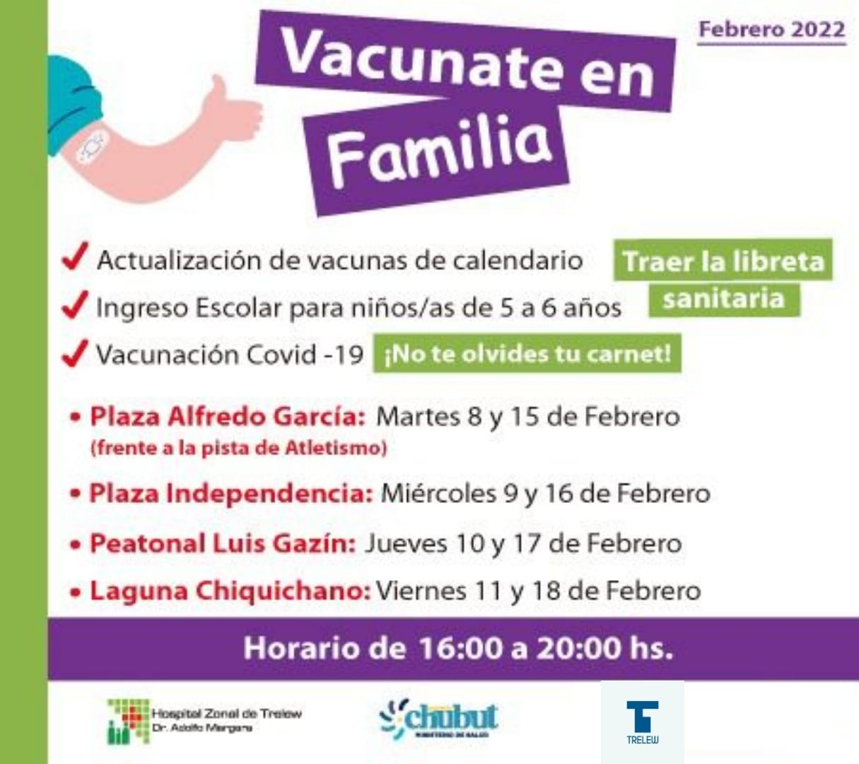 Lanzan programa de vacunación familiar en Trelew