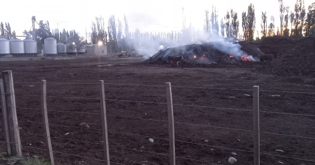 Quemaron bosta en un establecimiento rural de Gaiman y tuvieron que intervenir el municipio y Bomberos Voluntarios