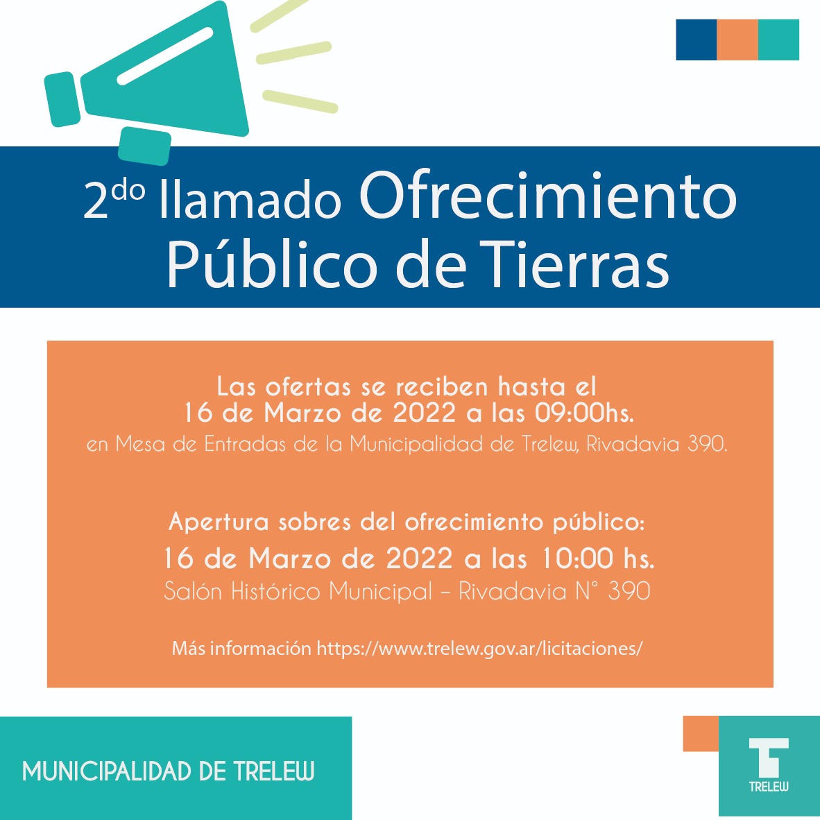 El municipio de Trelew inició el segundo llamado para el Ofrecimiento Público de Tierras