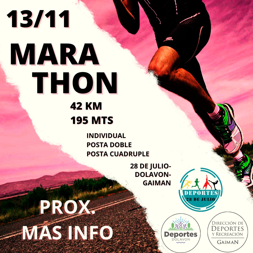 Se realizará en noviembre una maratón que unirá Gaiman, Dolavon y 28 de Julio