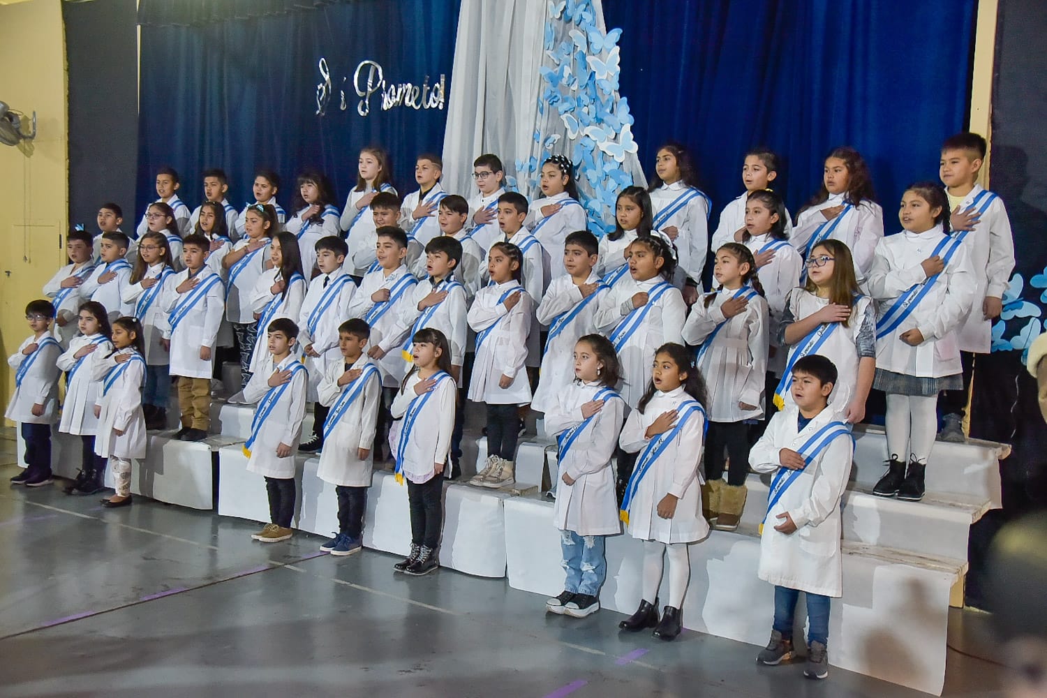 Trelew: Al ritmo de “Zambita”, alumnos de cuarto grado de la escuela N° 199 prometieron lealtad a la Bandera en su día