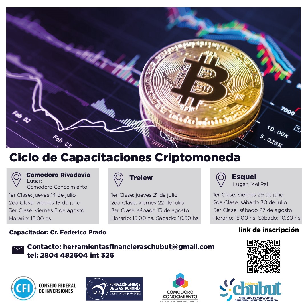 Auge por las criptomonedas en Chubut: El Gobierno convoca a un nuevo ciclo de capacitaciones que se realizará en Comodoro, Trelew y Esquel