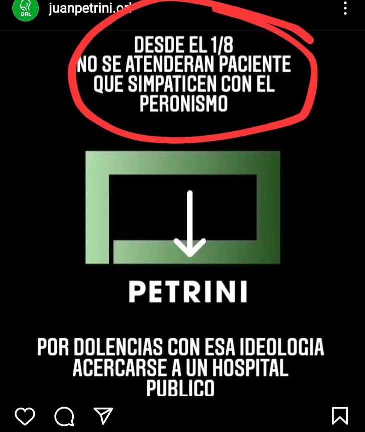 Un médico se niega a atender a peronistas a partir de agosto y recibió un fuerte repudio de concejales y del Colegio que nuclea a los profesionales de la Salud