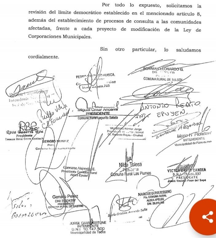 Quiénes son los intendentes y jefes comunales que impulsaron la reelección por un periodo más en Chubut