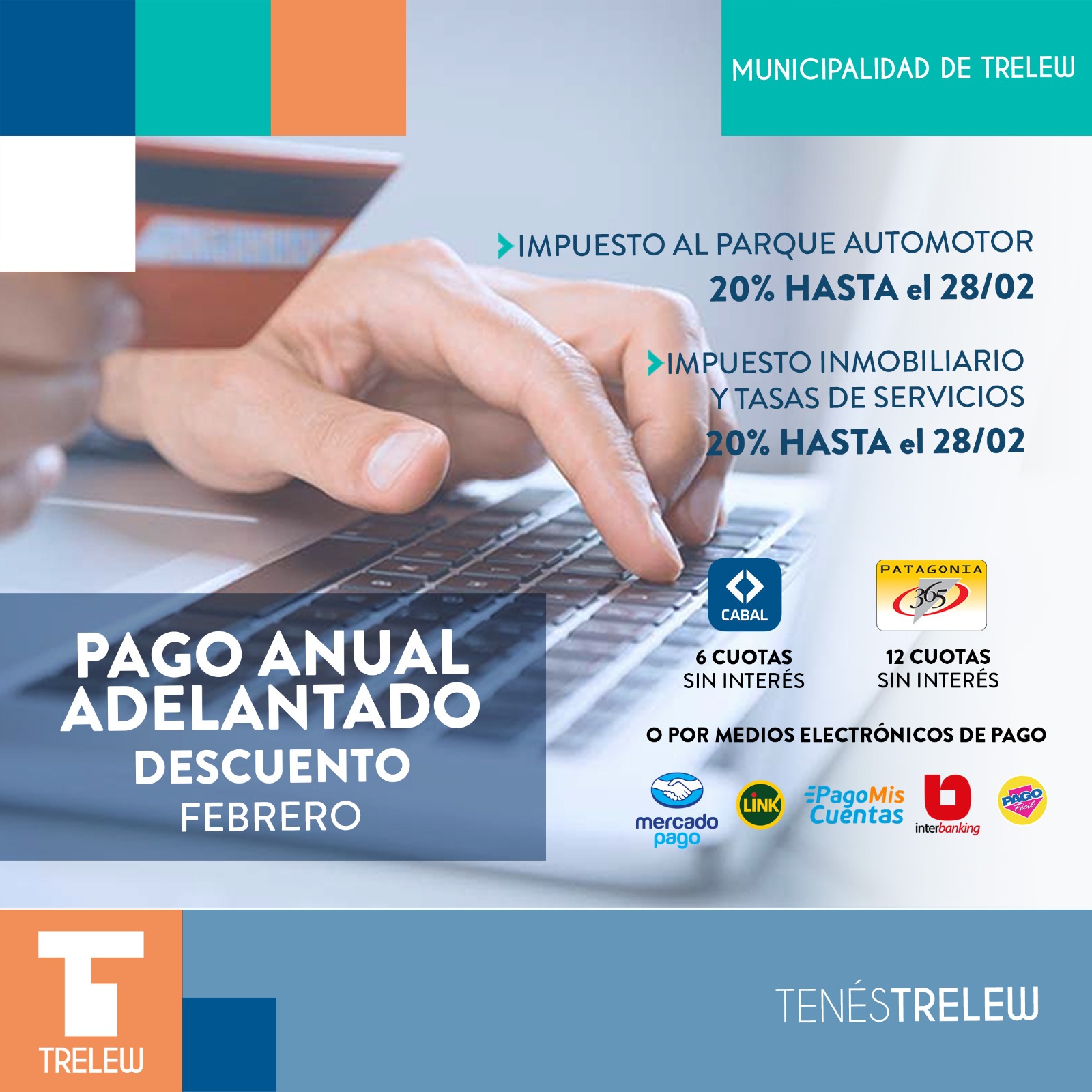 El municipio de Trelew continúa con los descuentos por pago anual adelantado