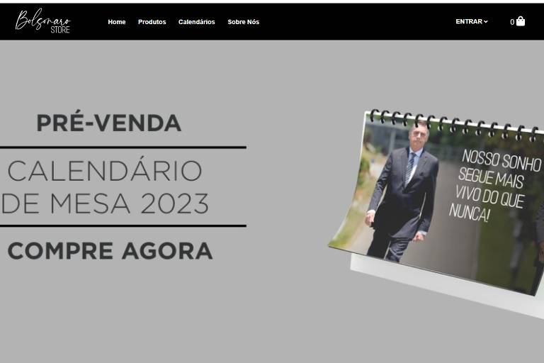 Bolsonaro lanzó un sitio de ventas de productos de almanaques y tazas con su imagen desde Estados Unidos