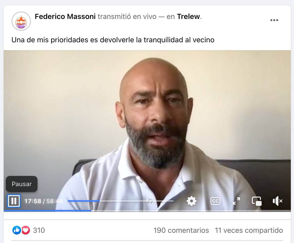 Massoni realizó un vivo con sus seguidores de Facebook e Instagram con eje en la cultura, el turismo y el deporte