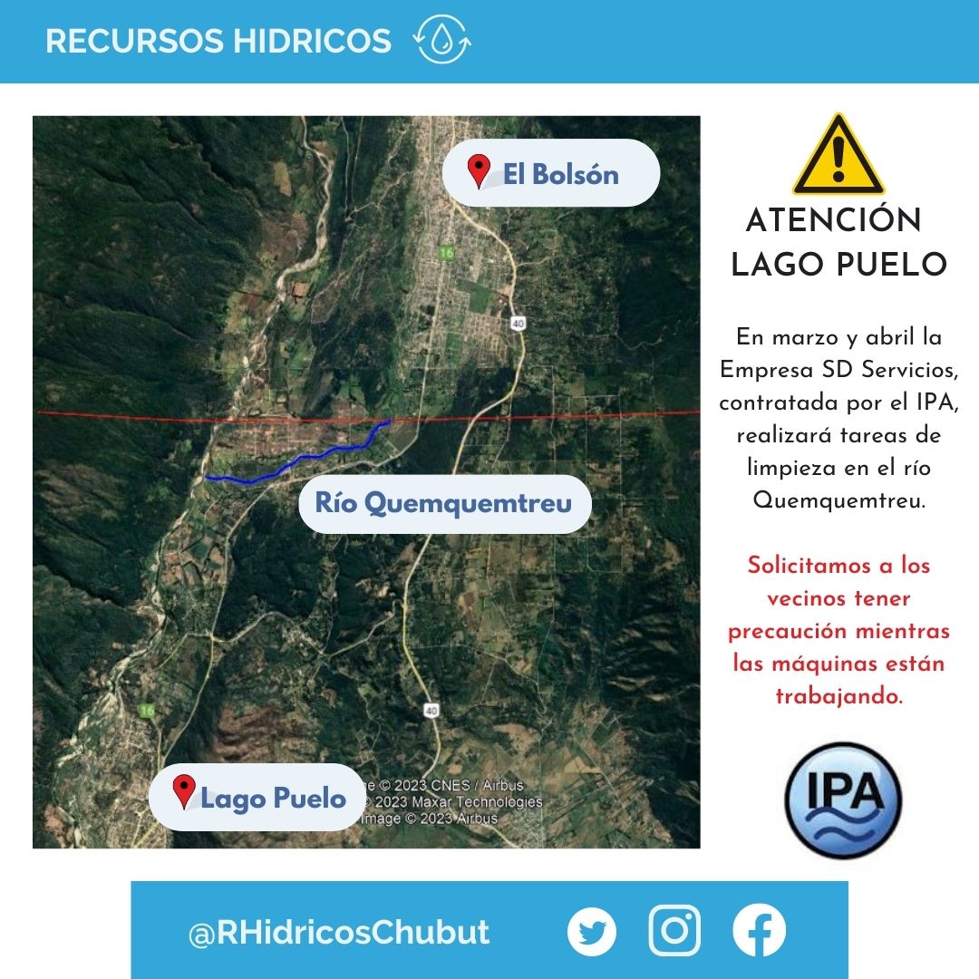 Lago Puelo: El IPA realiza trabajos de limpieza en el río Quemquemtreu