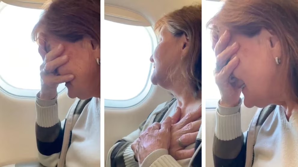 Le regaló a su abuela su primer viaje en avión y su emoción se volvió viral