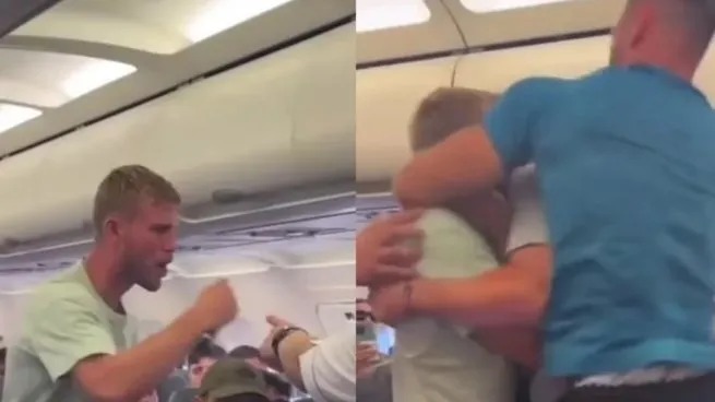Terror en un vuelo: Un pasajero comenzó a correr por el pasillo del avión y quiso abrir la puerta