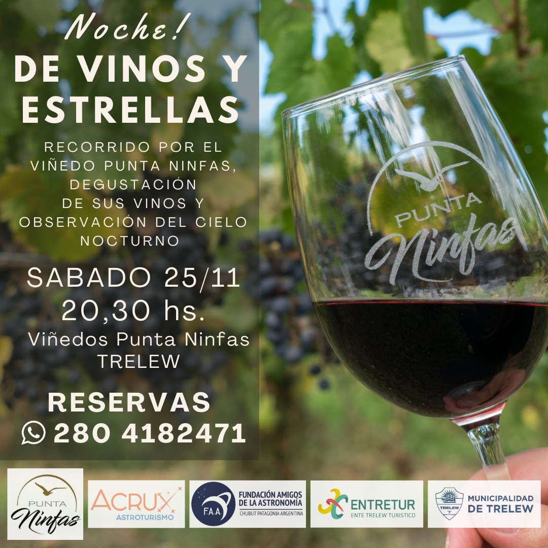 Se viene otra noche de vino y estrellas en Trelew