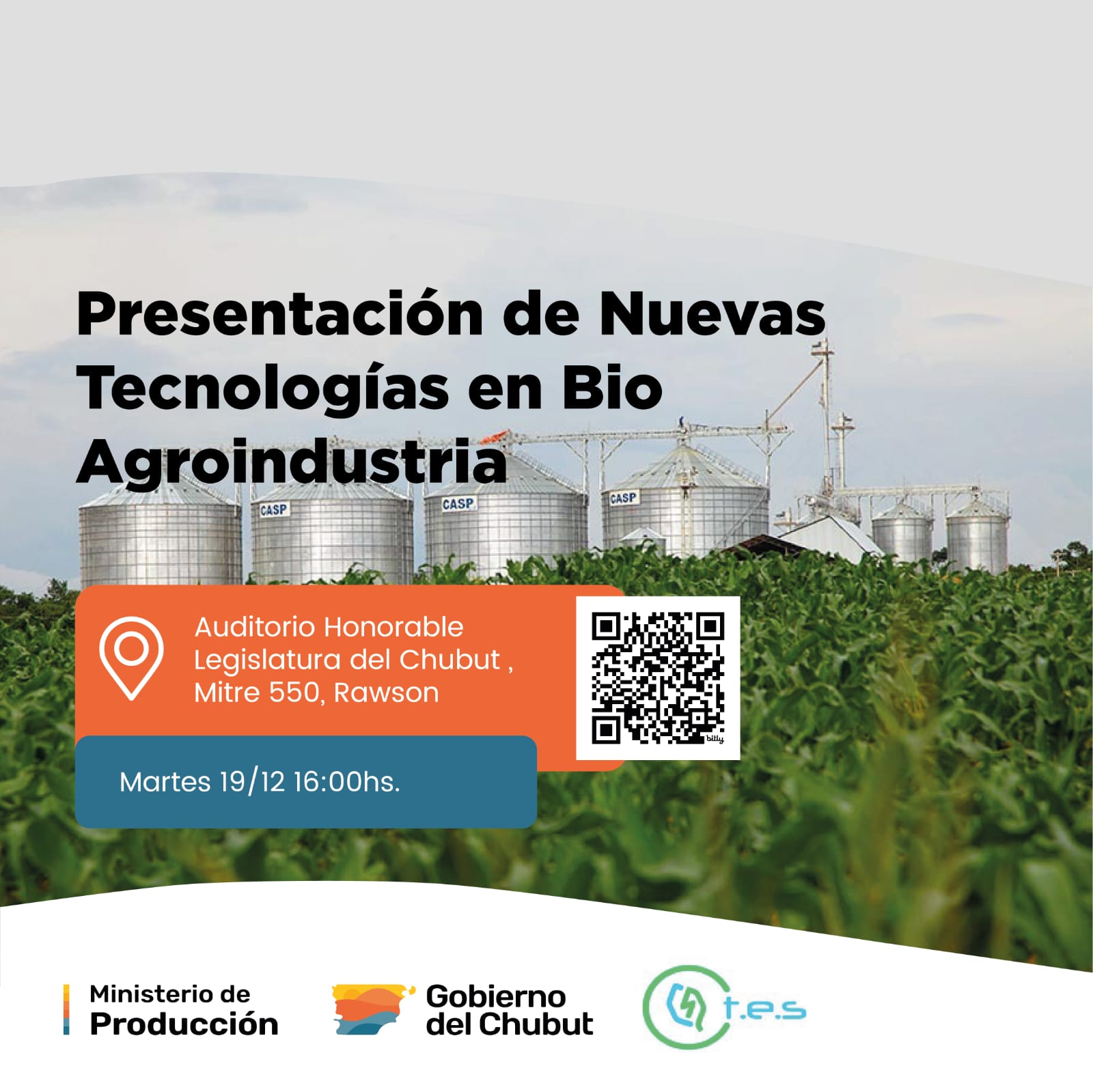 El Gobierno del Chubut convoca a participar de la presentación de Nuevas Tecnologías en Bio Agroindustria