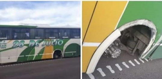 Peligro en la ruta: A un colectivo de la empresa 28 de Julio se le desprendió una rueda en pleno viaje y hay un fuerte malestar de los usuarios