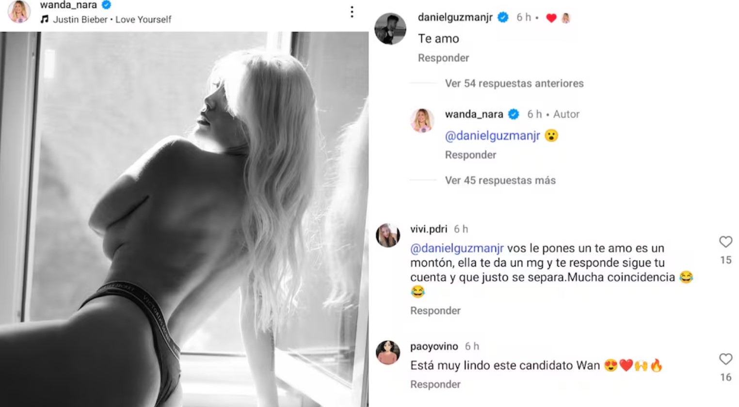 Wanda Nara y un mensaje “picante” de un futbolista mexicano tras subir una foto casi desnuda