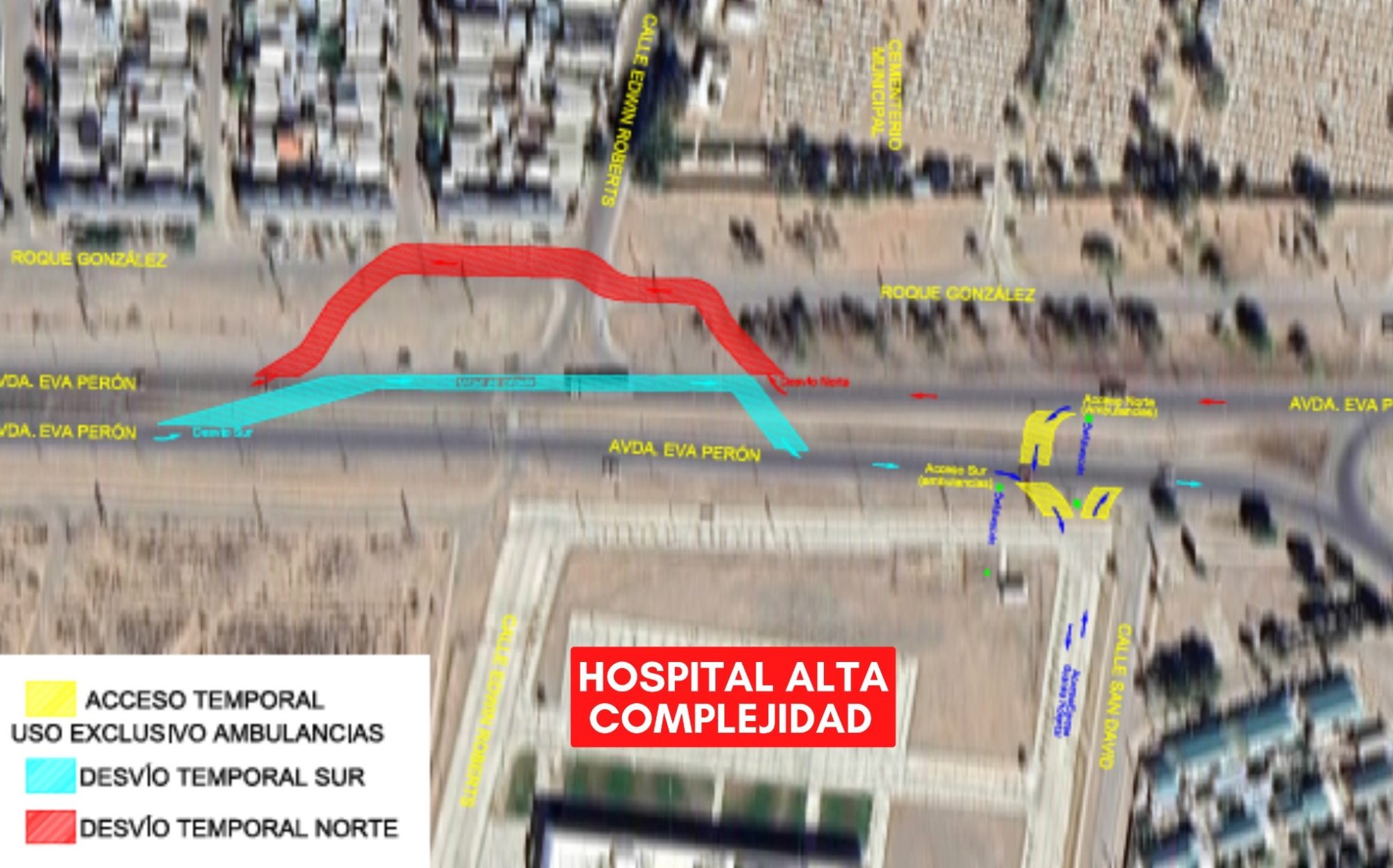 Trelew: Por la obra en el nuevo hospital hay desvíos para la circulación vehicular
