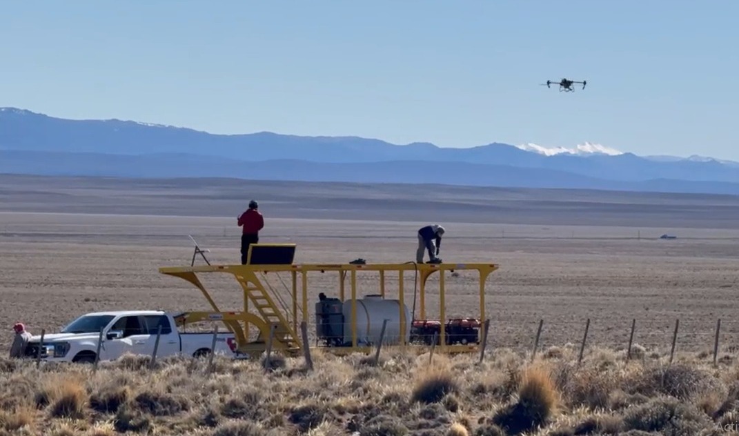 Implementan drones agrícolas para combatir a la tucura sapo y proteger los campos de le Meseta