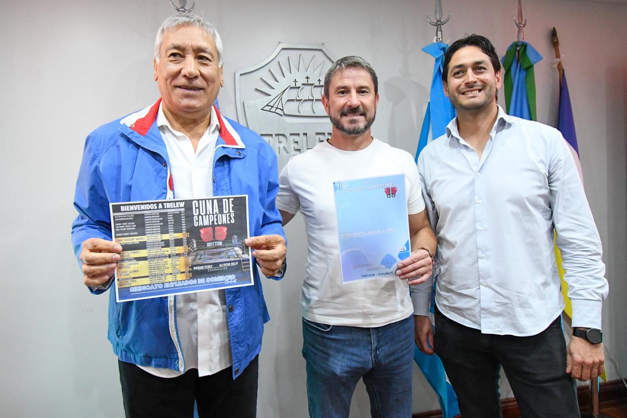 Merino recibió al Sindicato de Empleados de Comercio y destacó el proyecto para consolidar a Trelew como cuna del boxeo