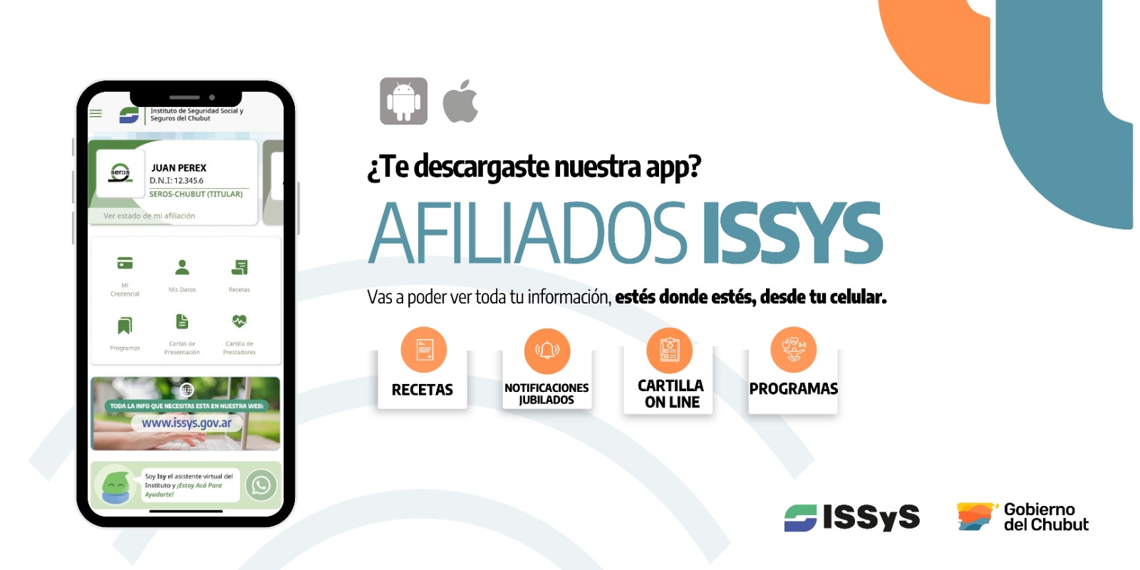 SEROS Chubut recuerda los beneficios del uso de la aplicación móvil Afiliados ISSyS para simplificar gestiones