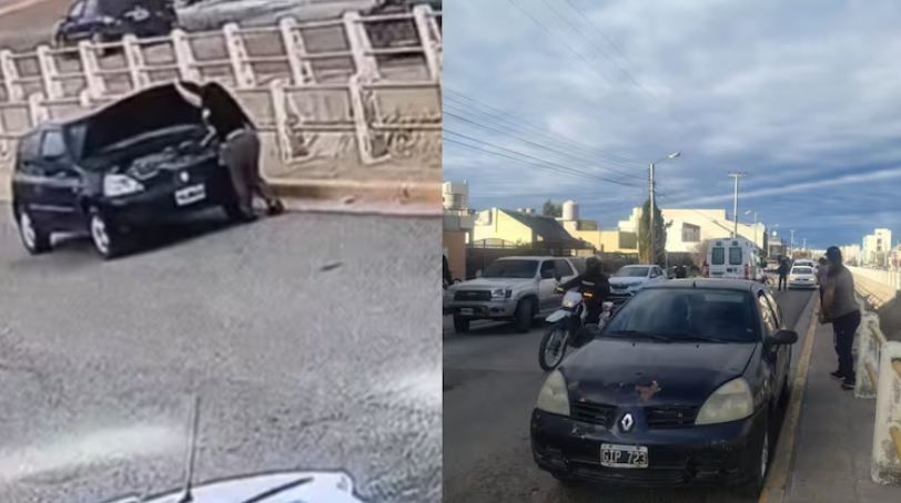 Susto en Comodoro: Una mujer abrió el capot para revisar la batería, el auto se puso en movimiento y la atropelló