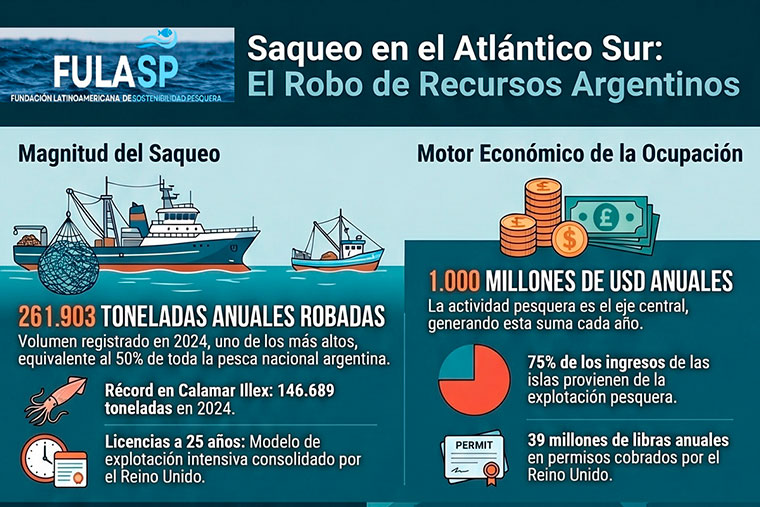 Un estudio reveló que las flotas extranjeras pescan en Malvinas un volumen equivalente al 33% de toda la producción argentina