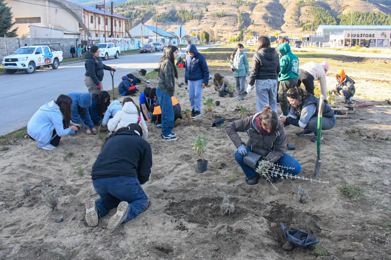 Esquel: La Municipalidad avanza con un trabajo de recuperación y mejoramiento de las plazoletas de Avenida Yrigoyen