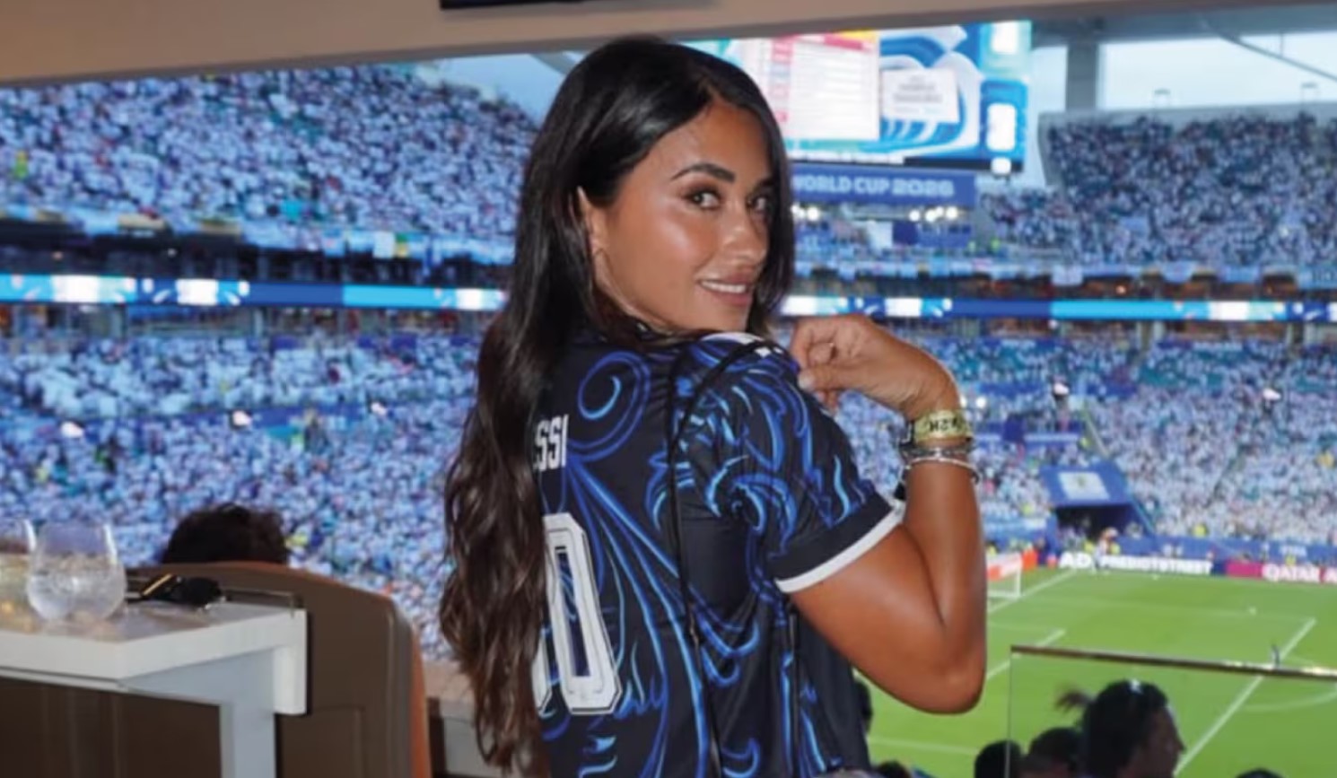 Con un clásico de la cumbia, Antonela Roccuzzo festejó el triunfo de Argentina frente a Inglaterra