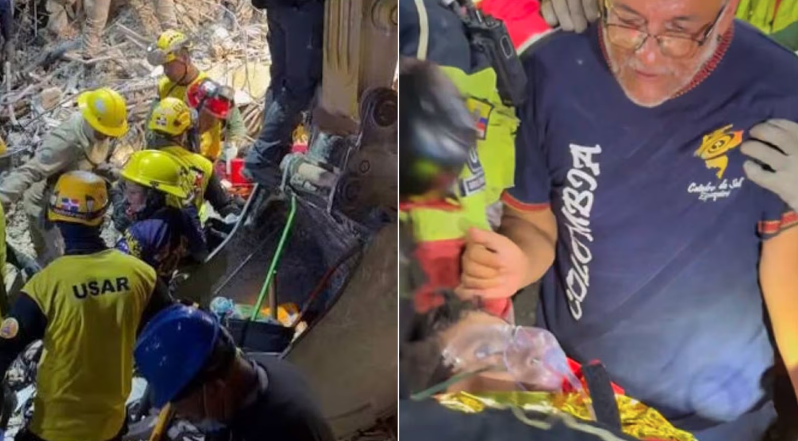 El conmovedor abrazo entre un padre y su hijo de 12 años tras haber estado cinco días debajo de los escombros en Venezuela