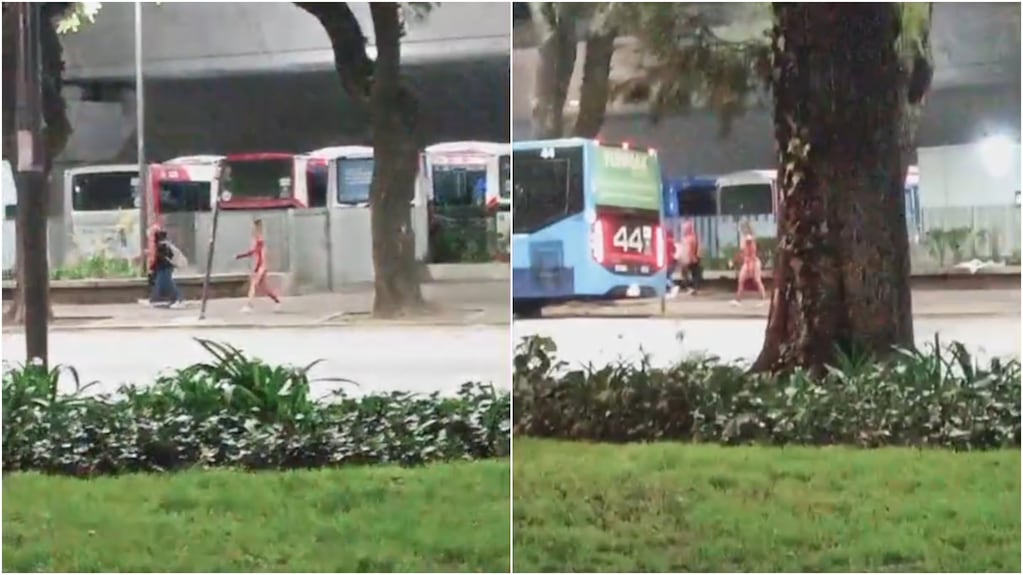 Escándalo y detención de Facundo Moyano: Se conoció el video de la influencer caminando semidesnuda y desorientada por avenida del Libertador