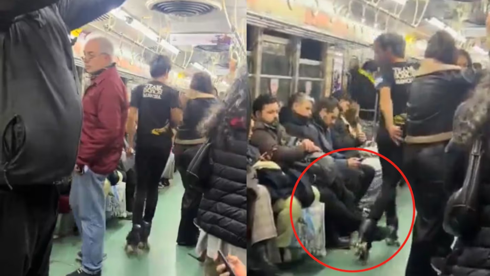 Repudiable: Un campeón de patín artístico hacía una coreografía en la Línea B cuando un pasajero le puso el pie y lo tiró al piso